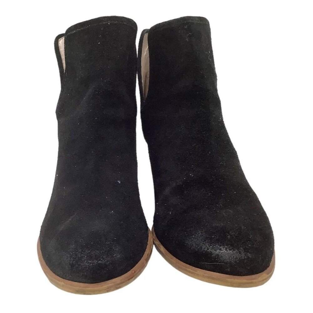 NORDSTROM BP V Notch Ankle Booties Suede Boots 10 Stacked Heel Boho Western - Picture 4 of 8